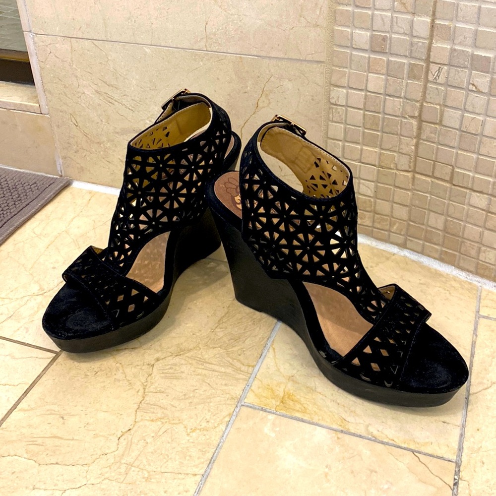 Restricted Brand Black Velvet Wedges